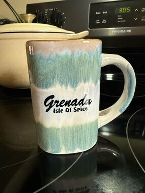 Grenada Isle Of Spice Ceramic Mug - Green & Cream Drip Glaze